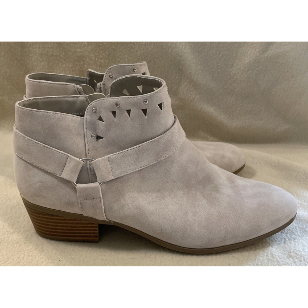 Arizona Ankle Boots Silver Light Gray Faux Suede Rivet Womens 9 Memory Foam JCP